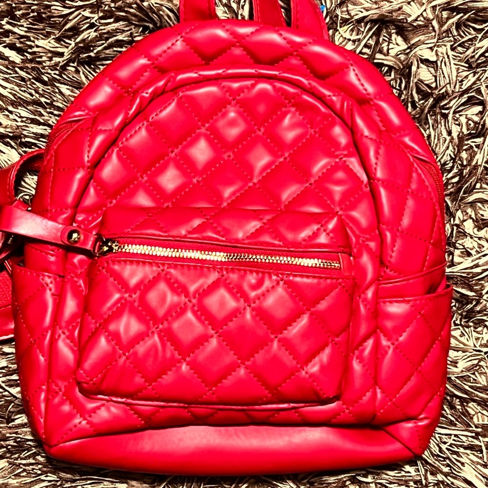 Red backpack purse